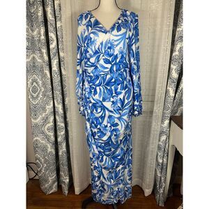 Petal And Pup Floral Midi Wrap Dress Long Sleeve Boho Day Tea Event Size L